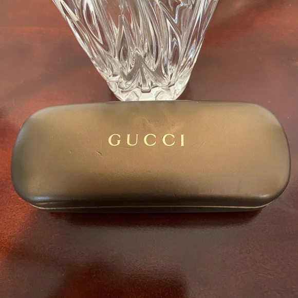 GUCCI~Bronze Metallic Leather Hard Shell Glasses Case - Picture 8 of 12